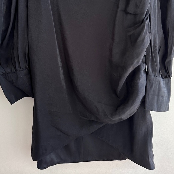 PrettyLittleThing Plus Black Shimmer Ruched Detail Puff Sleeve Bodycon Dress,NWT - Picture 7 of 16